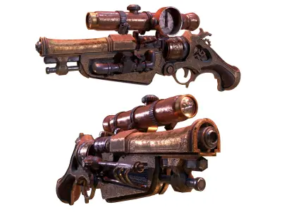 Victorian Vintage Handgun Low-poly 3D model