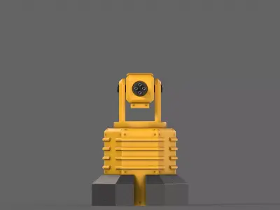 PBR Turret Gun 03 Yellow Low-poly 3D model