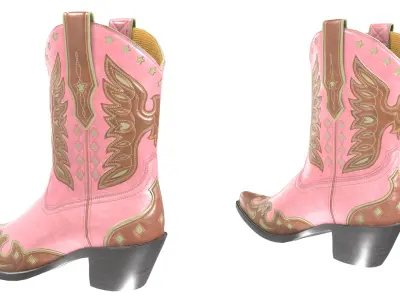 Eagle Star Cowboy Pink Boots 3D model
