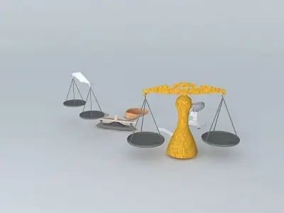 Antique Scales with graduated brass weights Free 3D model