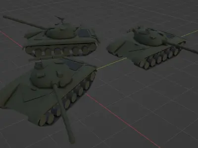 T-64 Tank Low Poly with Skeleton and Suspension Low-poly 3D model