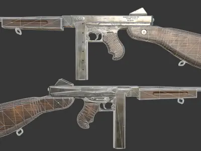 Thompson M1A1 - Low poly Low-poly 3D model