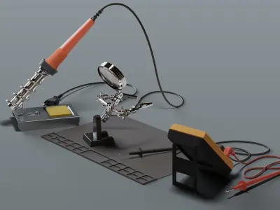 Electronic Soldering Kit Low-poly 3D model
