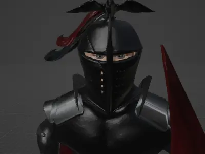 warrior knight in a helmet 3D model