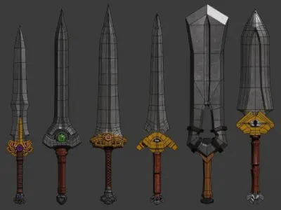 Low-poly swords Low-poly 3D model