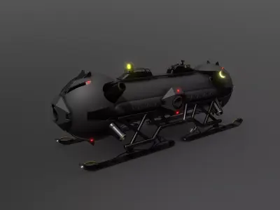 45-3Launch submarine Low-poly 3D model