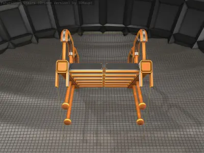 Sci-Fi Stairs - 25 - Orange Version Low-poly 3D model