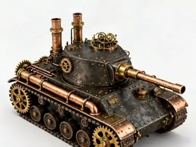 Steampunk Fantasy Tank 3D Model Low-poly 3D model
