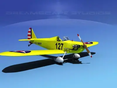 Flybaby fighter plane flying in sky 3D model