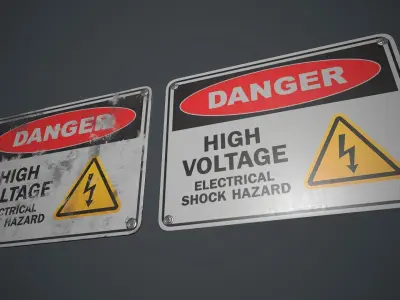 Plastic Danger sign PBR Game Ready Low-poly 3D model purchase