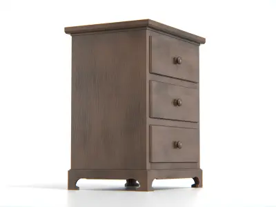Vintage Wooden Nightstand Low-poly 3D model