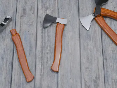 Damascus steel axe  3D model