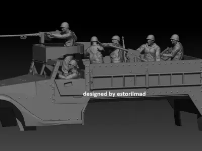 6 AMERICAN SOLDIER IN HALF-TRACK ACTION 3D print model