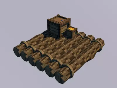 Low Poly Raft - Minecraft Style FBX Free low-poly 3D model