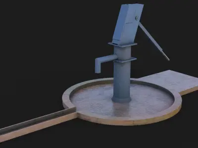 Water stream pump Low-poly 3D model - GameReady Low-poly 3D model