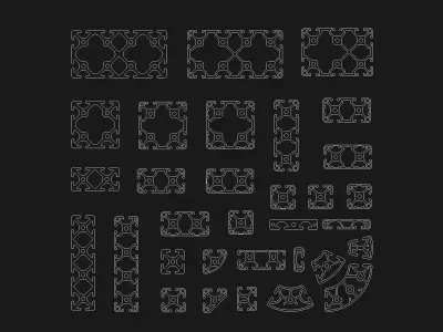 Industrial aluminum profiles 3D model