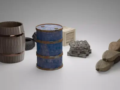 PBR Industrial Barrels Pack 3D model