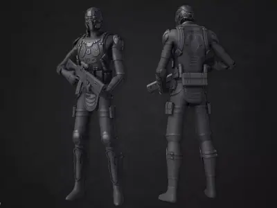 Elite soldier Low-poly 3D model
