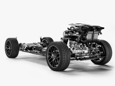 SUV Chassis engine wheels 3D model