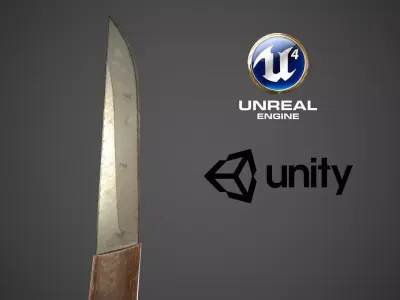 Low Poly Medieval Knife Low-poly 3D model