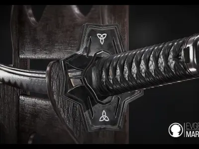 Katana - Game-Ready Model two samurai swords Low-poly 3D model