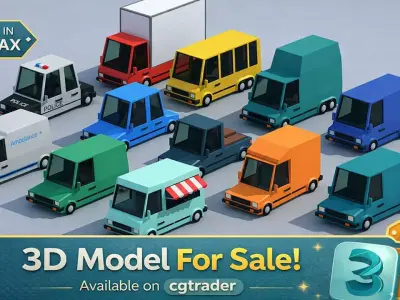 Cartoon Low Poly Cars Pack 3D model