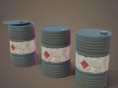 Oil Barrel Low-poly 3D model 7