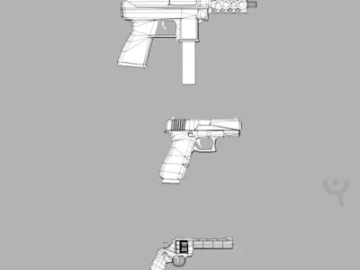Weapons Pack Low-poly 3D model order