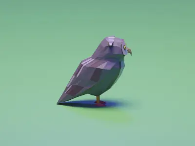 Great Horned Owl Low-poly 3D model