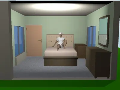 Room with Private Bathroom Model Low-poly 3D model