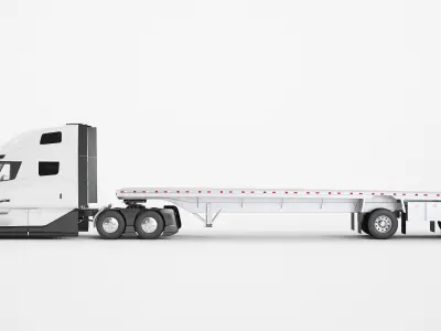 Semi Truck Generic Flat Trailer 01 3D model