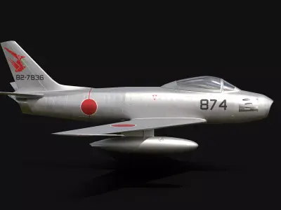 F-86 Sabre JASDF No Landing Gear Low-poly 3D model