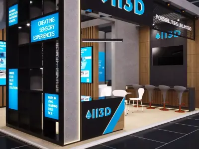 Exhibition Stand Stall 8X6 3 Side Open 3D model