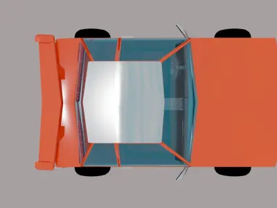 Low Poly Car orange in sky Free low-poly 3D model