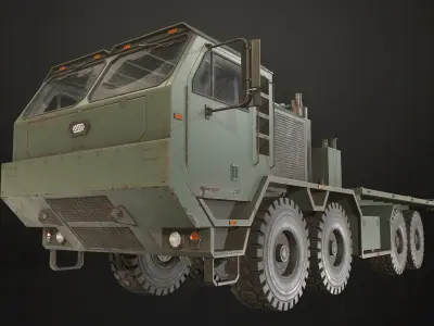 Heavy Military Truck V1 - Flatbed Low-poly 3D model