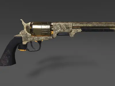 Revolvers two antique Low-poly 3D model