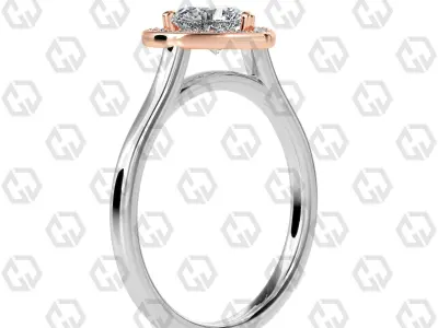 Ring 184 Heart Shape Cathedral Halo with Gems 3D print model