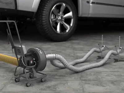 Plymovent Dual Hose Exhaust Extractor Yellow 3D model
