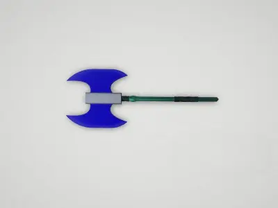 Game asset Vibrant Blue Dual-Headed Axe 3D model