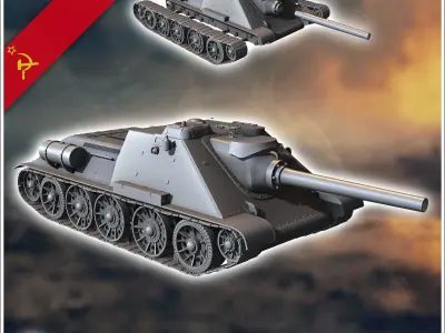 SU-122M assault gun - Soviet army WW2 Second World East front Os 3D print model