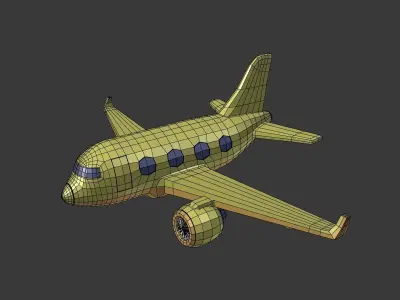 Cartoon Plane Low-poly 3D model get