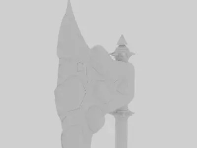Axe with Crystals Low-poly 3D model