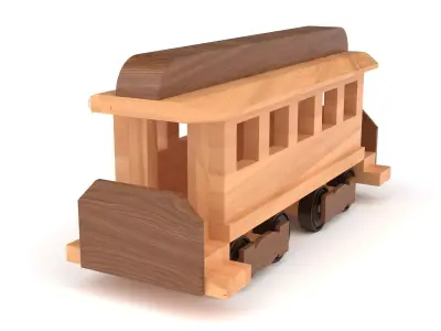 Wooden toy train 10 3D model