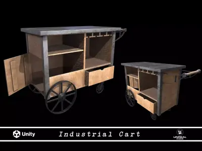 Industrial Service Food Cart Low-poly 3D model