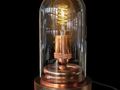 Steampunk Glass Case - Edison Lamp 3D model