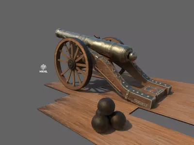 Indian cannon Low-poly 3D model