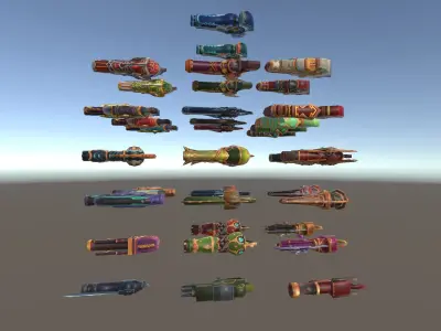 Cartoon Fantasy Weapons Cannons Low-poly 3D model