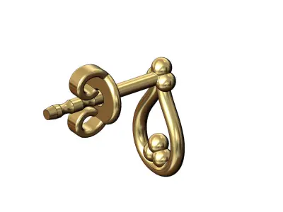 Bead crown vintage stud earring 3D print model