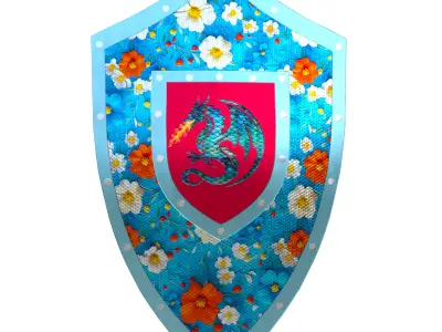 Stylized Fantasy Dragon Shield Low Poly PBR 3D Model Low-poly 3D model