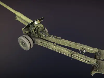 Artillery russian cannon Low-poly 3D model
